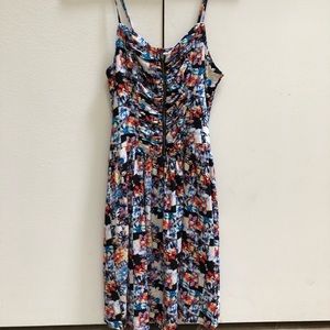 Checkered Floral Mini Dress